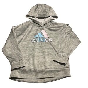 Kids Adidas Gray Heathered Pullover‎ Hoodie Sweatshirt Size 4T